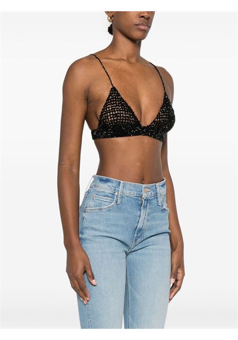 Black beaded crochet bra top Golden goose - women GOLDEN GOOSE | GWP02270P00197590100
